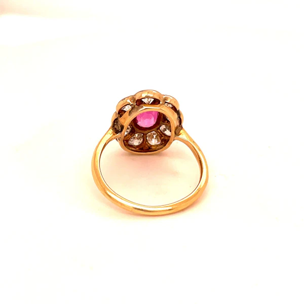 'Pretty in Pink'- Natural Pink Sapphire and Diamond Cluster Ring ca1920-35 - image 4
