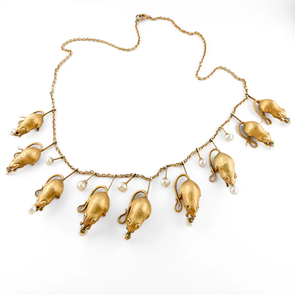Victorian Nine-Mouse Necklace with Pearls by Thornhill & Co. - Saddingtons Jewellery Stand 375 - image 2