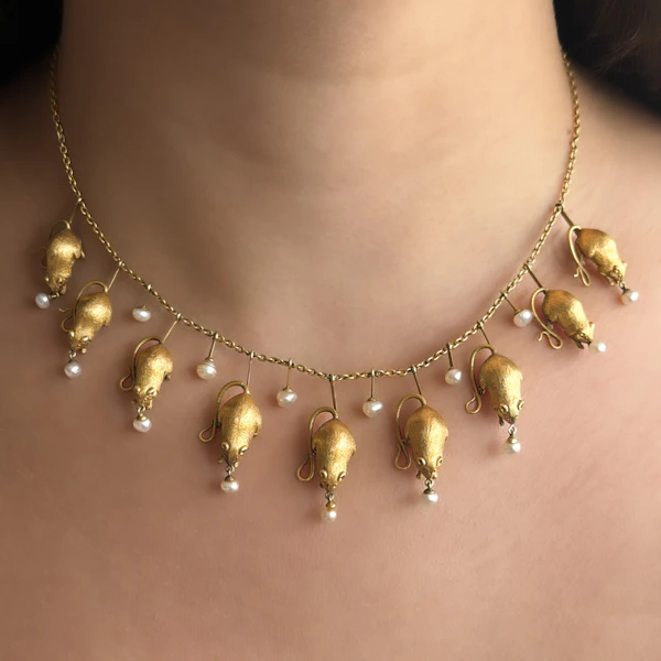Victorian Nine-Mouse Necklace with Pearls by Thornhill & Co. - Saddingtons Jewellery Stand 375 - image 1
