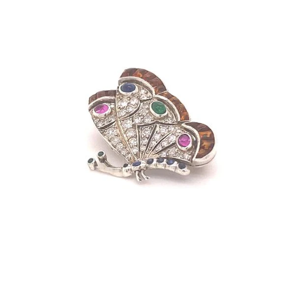 'Spread Your Wings'- Beautiful Gem set Butterfly in Platinum Ca 1935-40 - image 1