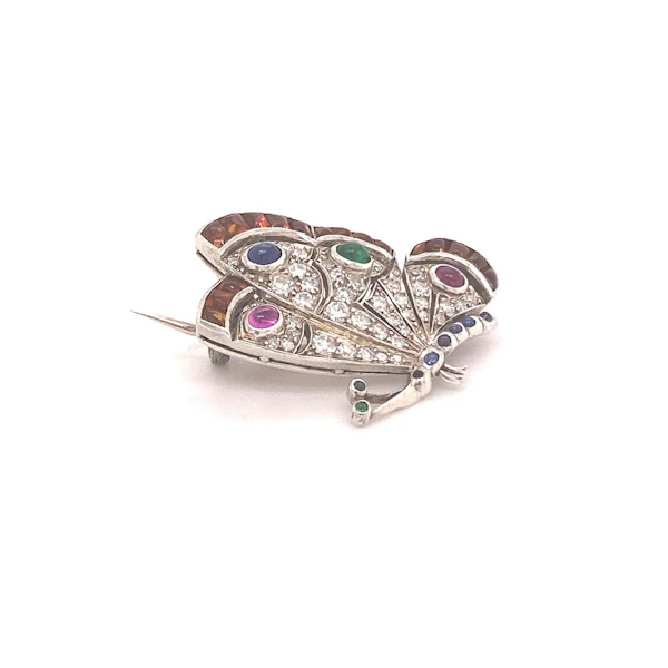 'Spread Your Wings'- Beautiful Gem set Butterfly in Platinum Ca 1935-40 - image 3