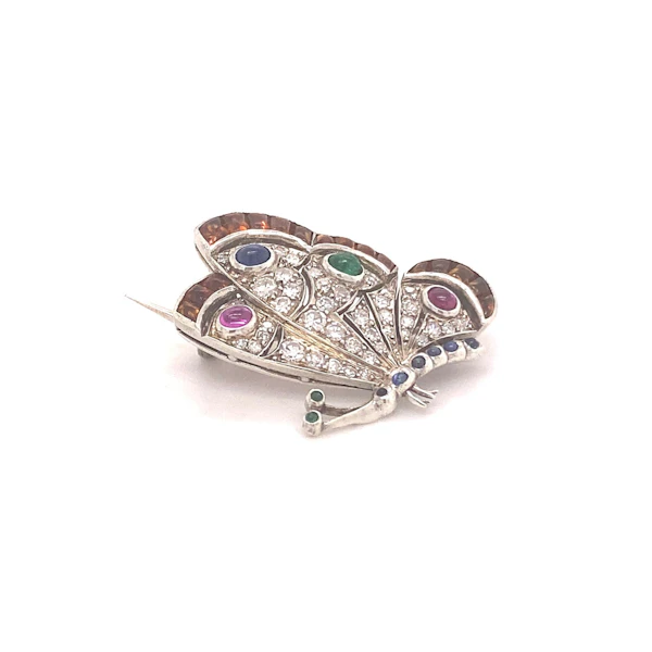 'Spread Your Wings'- Beautiful Gem set Butterfly in Platinum Ca 1935-40 - image 5