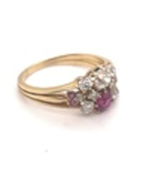 A Bright and Vibrant Burma Ruby and 'Old Cut' Diamond Edwardian Ring - image 4