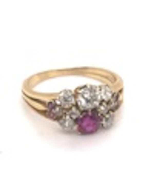 A Bright and Vibrant Burma Ruby and 'Old Cut' Diamond Edwardian Ring - image 3