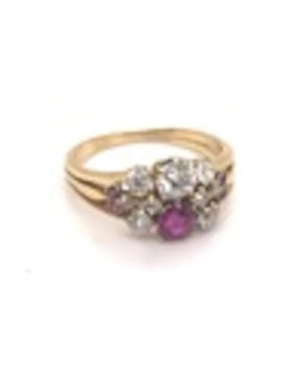 A Bright and Vibrant Burma Ruby and 'Old Cut' Diamond Edwardian Ring - image 2