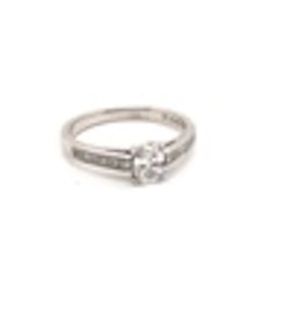Oval Diamond Solitaire Ring ca. 2000 - image 2