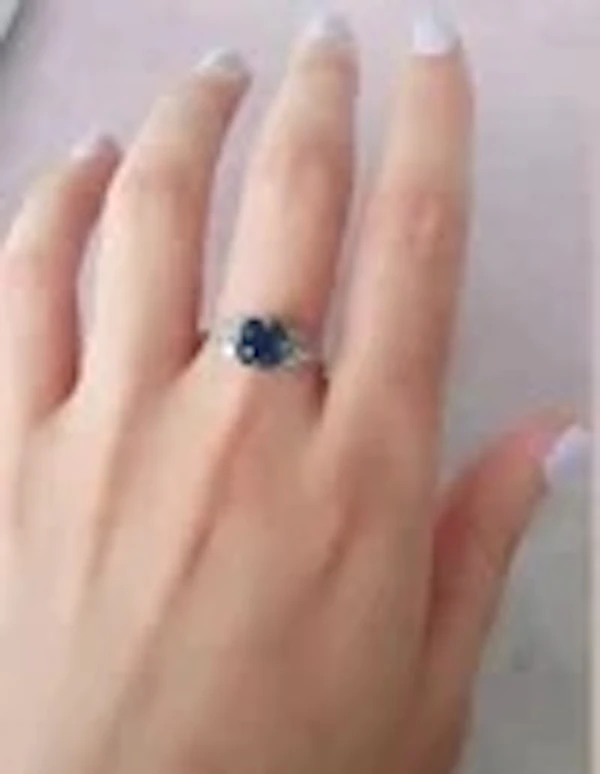 Pretty, Natural Sapphire and Diamond Art Deco Ring Ca 1920-35 - image 7