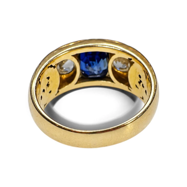 French Art Nouveau Unheated Sapphire & Diamond Ring, circa 1900 - image 3