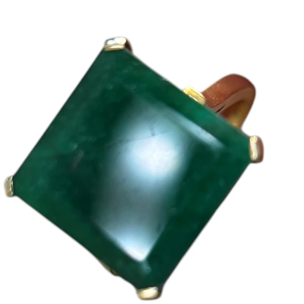 Vintage 1965 Natural Emerald Cocktail Ring in 18k Yellow Gold - image 2