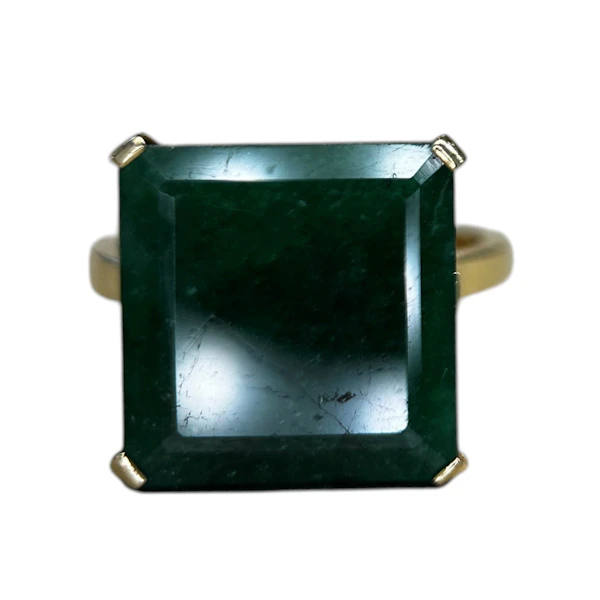 Vintage 1965 Natural Emerald Cocktail Ring in 18k Yellow Gold - image 3