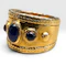 Vintage Etruscan Revival Natural Sapphire Ring in 18k Yellow Gold, Hallmarked 1970 - image 2