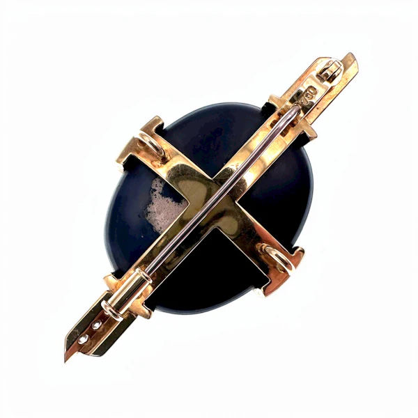 Exceptional Natural Black Opal & Diamond Brooch / Pendant - image 2