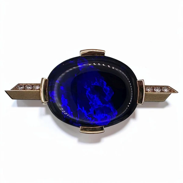 Exceptional Natural Black Opal & Diamond Brooch / Pendant - image 3
