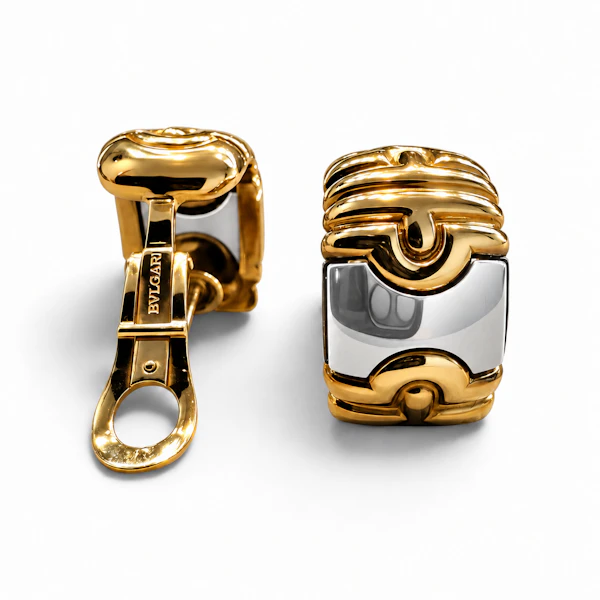 Vintage Bvlgari Parentesi Gold & Steel Earrings, Circa 1980s - image 3