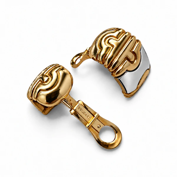 Vintage Bvlgari Parentesi Gold & Steel Earrings, Circa 1980s - image 4