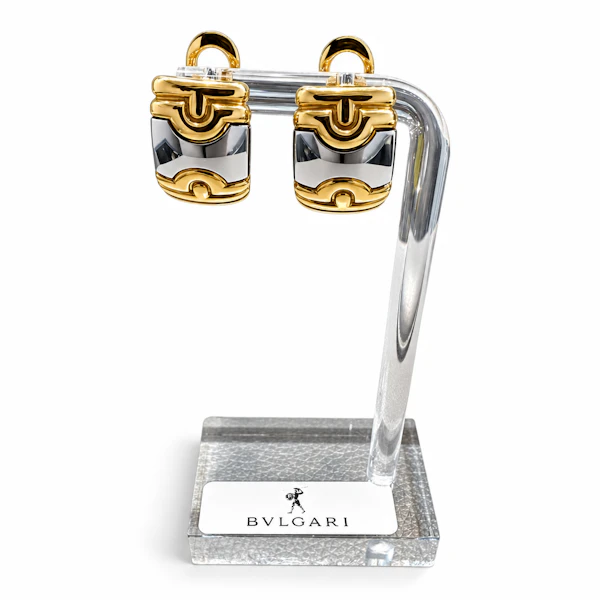 Vintage Bvlgari Parentesi Gold & Steel Earrings, Circa 1980s - image 6