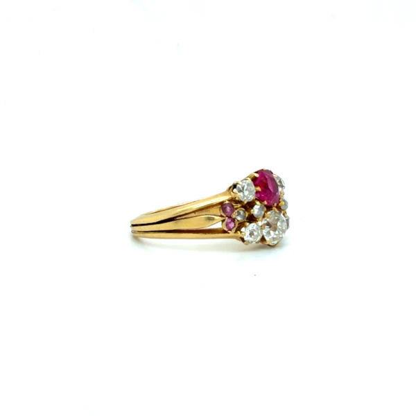 A Bright and Vibrant Burma Ruby and 'Old Cut' Diamond Edwardian Ring - image 4