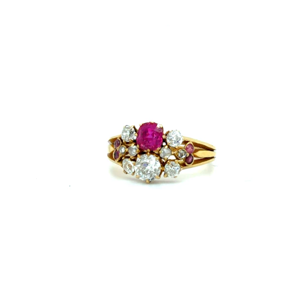 A Bright and Vibrant Burma Ruby and 'Old Cut' Diamond Edwardian Ring - image 3