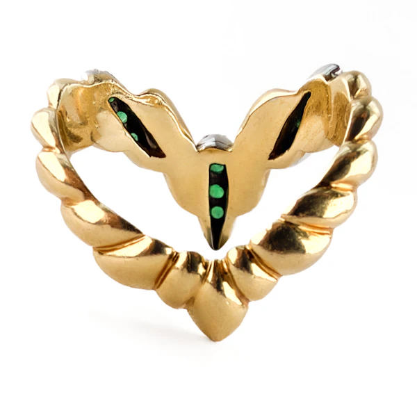 Kutchinsky 1975 Twisted V-Shaped Emerald Ring - Saddingtons Jewellery Stand 375 - image 2