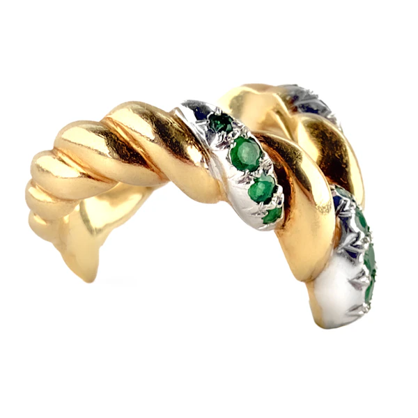 Kutchinsky 1975 Twisted V-Shaped Emerald Ring - Saddingtons Jewellery Stand 375 - image 3