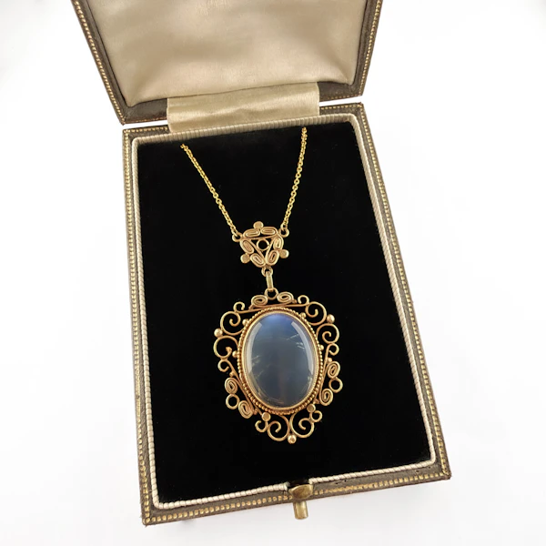 Edwardian Moonstone Pendant Necklace - Saddingtons Jewellery Stand 375 - image 2