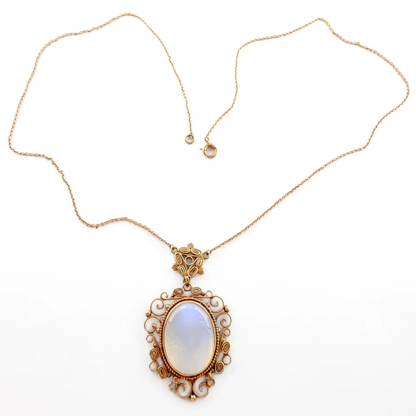 Edwardian Moonstone Pendant Necklace - Saddingtons Jewellery Stand 375 - image 3