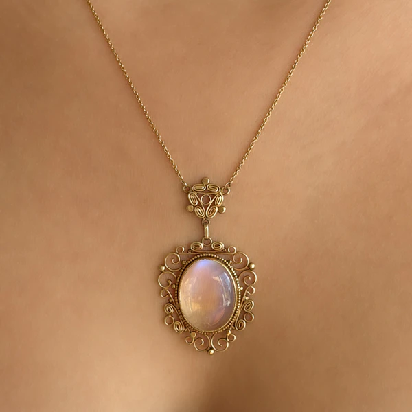 Edwardian Moonstone Pendant Necklace - Saddingtons Jewellery Stand 375 - image 1