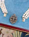 Downstairs at Grays. A very fine High Carat (tested), Yellow Gold, Silver tipped Oval Diamond Clasp, with double receipt fasteners for a triple row necklace of Cultured Pearls - image 8