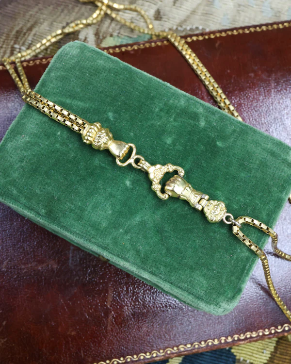Downstairs at Grays: An exceptional example of a French (marked) 18ct Yellow Gold Double Slide Long Guard Chain Circa 1830 - image 4