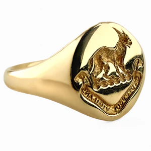 1918 Lynx & Motto Intaglio Signet Ring - Saddingtons Jewellery Stand 375