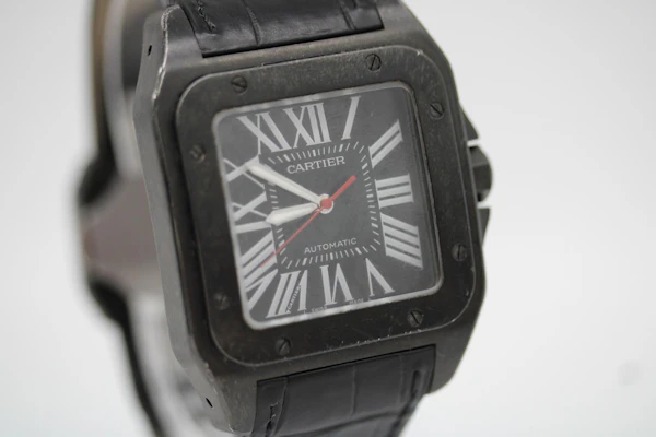 Cartier DLC Coated Santos 100 Carbon 3774 / WSSA0006 - image 7