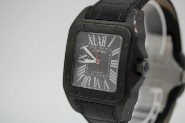 Cartier DLC Coated Santos 100 Carbon 3774 / WSSA0006 - image 6