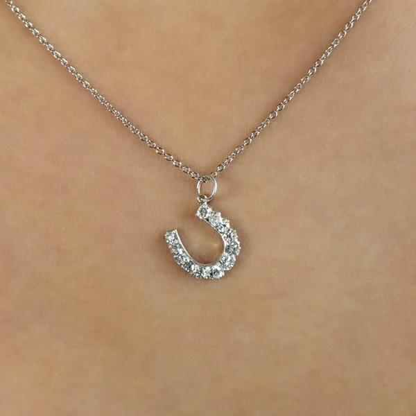 Edwardian Diamond Horseshoe Pendant - Saddingtons Jewellery Stand 375 - image 1