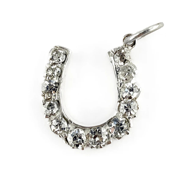 Edwardian Diamond Horseshoe Pendant - Saddingtons Jewellery Stand 375 - image 2