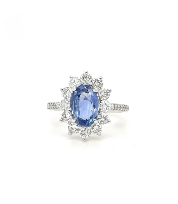 2.86ct Ceylon Sapphire & diamond ring No-Heat 18k gold - image 2