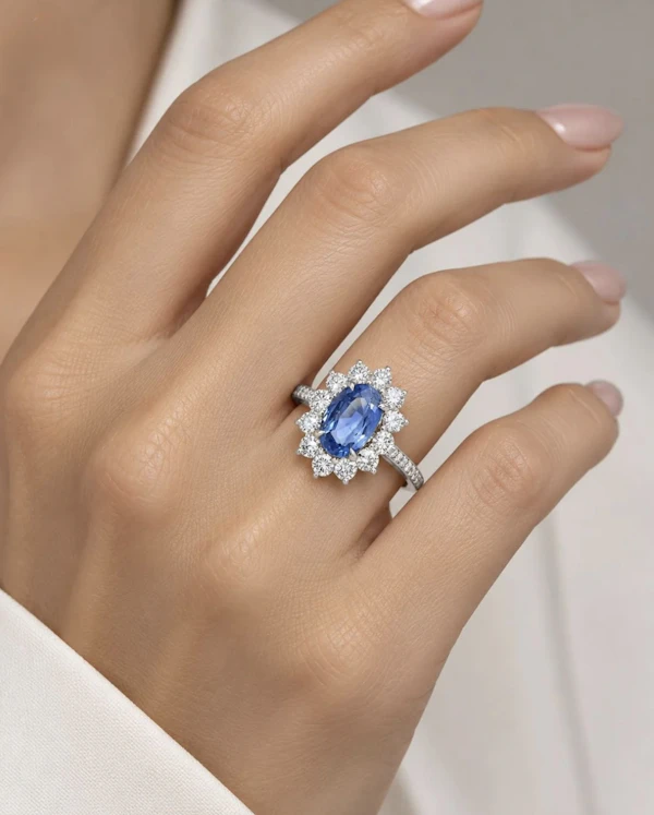 2.86ct Ceylon Sapphire & diamond ring No-Heat 18k gold - image 1
