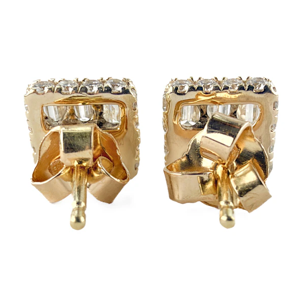 Vintage Baguette & Round Diamond Square Stud Earrings - Saddingtons Jewellery Stand 375 - image 3
