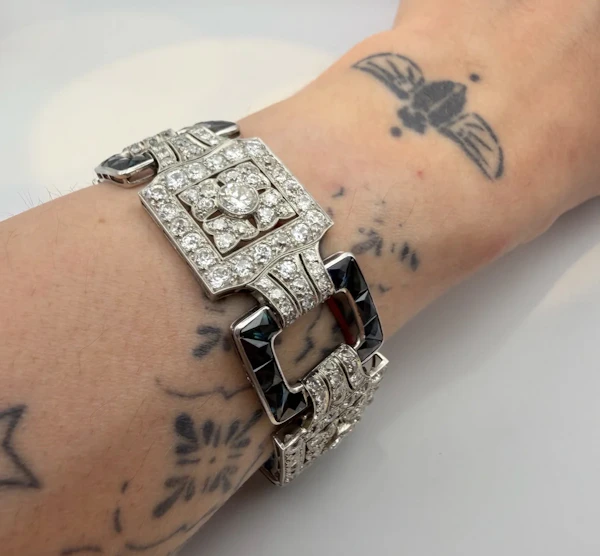 Art Deco Diamond & Sapphire Bracelet - image 4