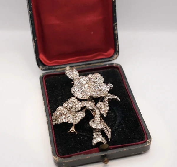 Victorian Old Mine Cut Diamond Flower Bouquet Brooch - image 2
