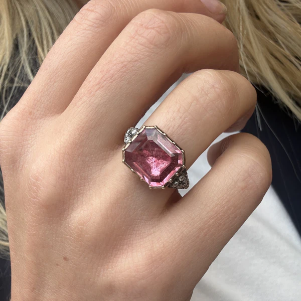 Georgian Spinel Basket Ring - image 2