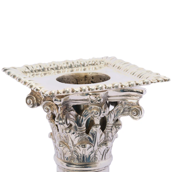 A Pair of George III Sterling Silver Corinthian-Column Candlesticks, London, 1763 - image 3