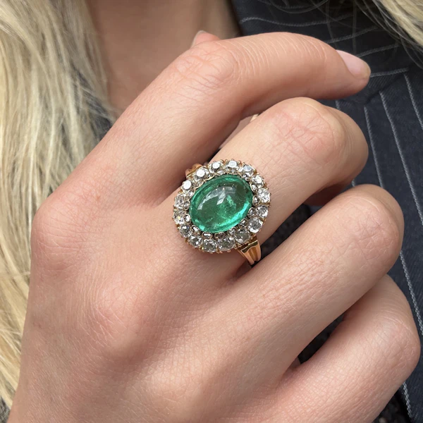 Victorian Cabochon Emerald Ring - Charlotte Sayers - image 2