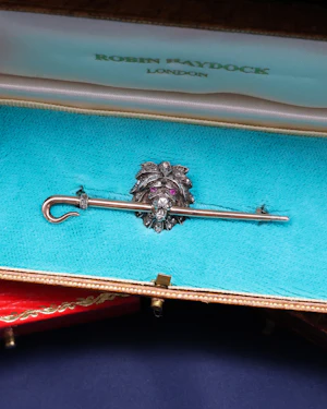 Downstairs in Grays: A very fine Antique Diamond & Ruby, Lion Head Stockpin   Circa 1880