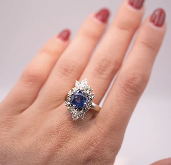 Ceylon Sapphire & Diamond Ring - image 2