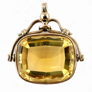 Edwardian Citrine Spinning Fob Pendant - Saddingtons Jewellery Stand 375