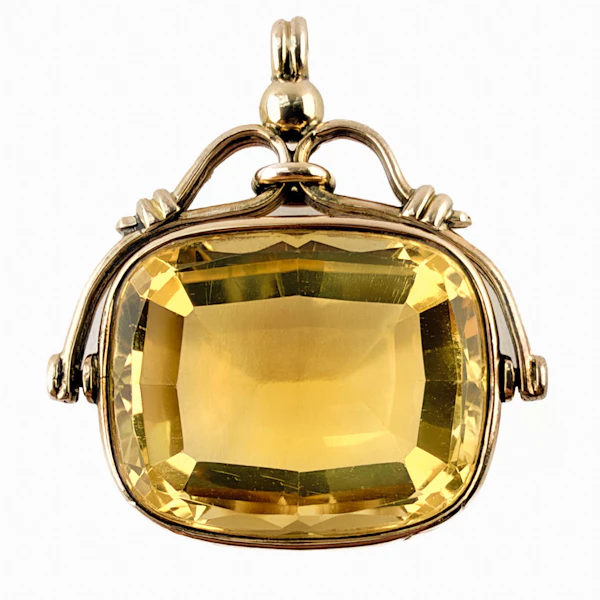 Edwardian Citrine Spinning Fob Pendant - Saddingtons Jewellery Stand 375 - image 1