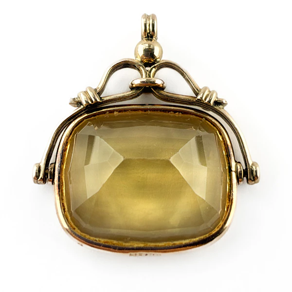 Edwardian Citrine Spinning Fob Pendant - Saddingtons Jewellery Stand 375 - image 4