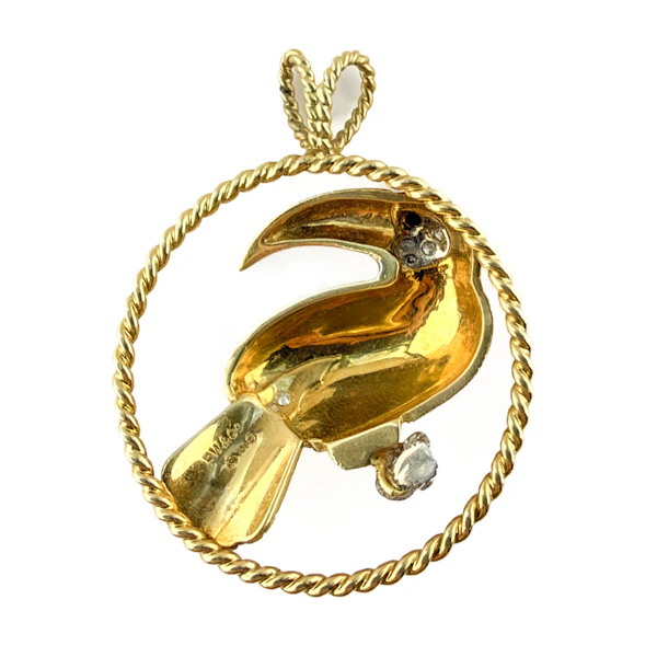 E. Wolfe & Co. Diamond and Sapphire Toucan Pendant - Saddingtons Jewellery Stand 375 - image 2