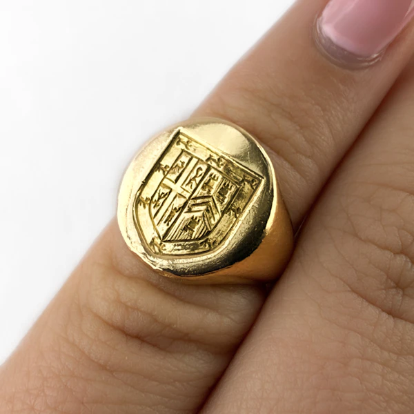 Victorian Heraldic Crest Intaglio Signet Ring - Saddingtons Jewellery Stand 375 - image 4