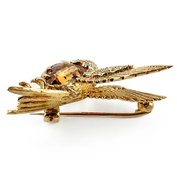 E. Wolfe & Co. Hummingbird Citrine & Diamond Brooch - Saddingtons Jewellery Stand 375 - image 3